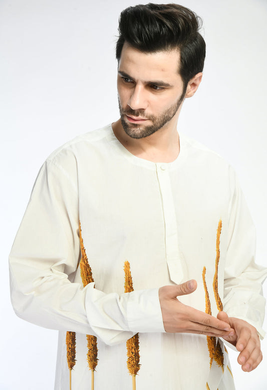 White unisex cotton kurta shirt