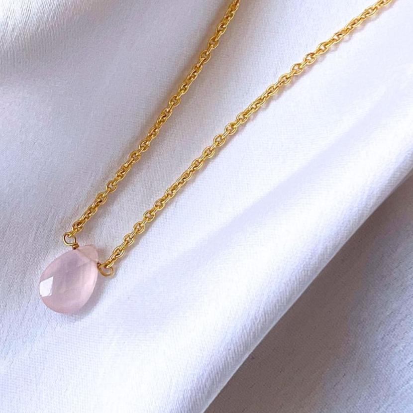 Rose Quartz Drop Necklace