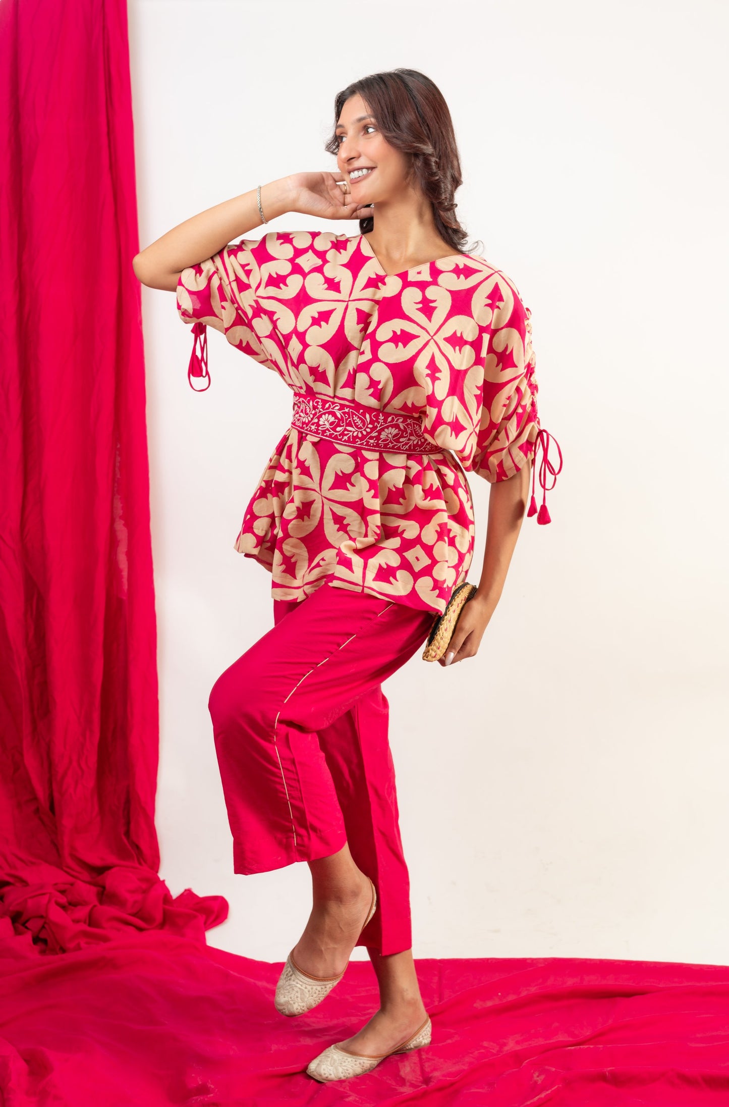 Dahlia Coord set. Blockprint X Chikankari