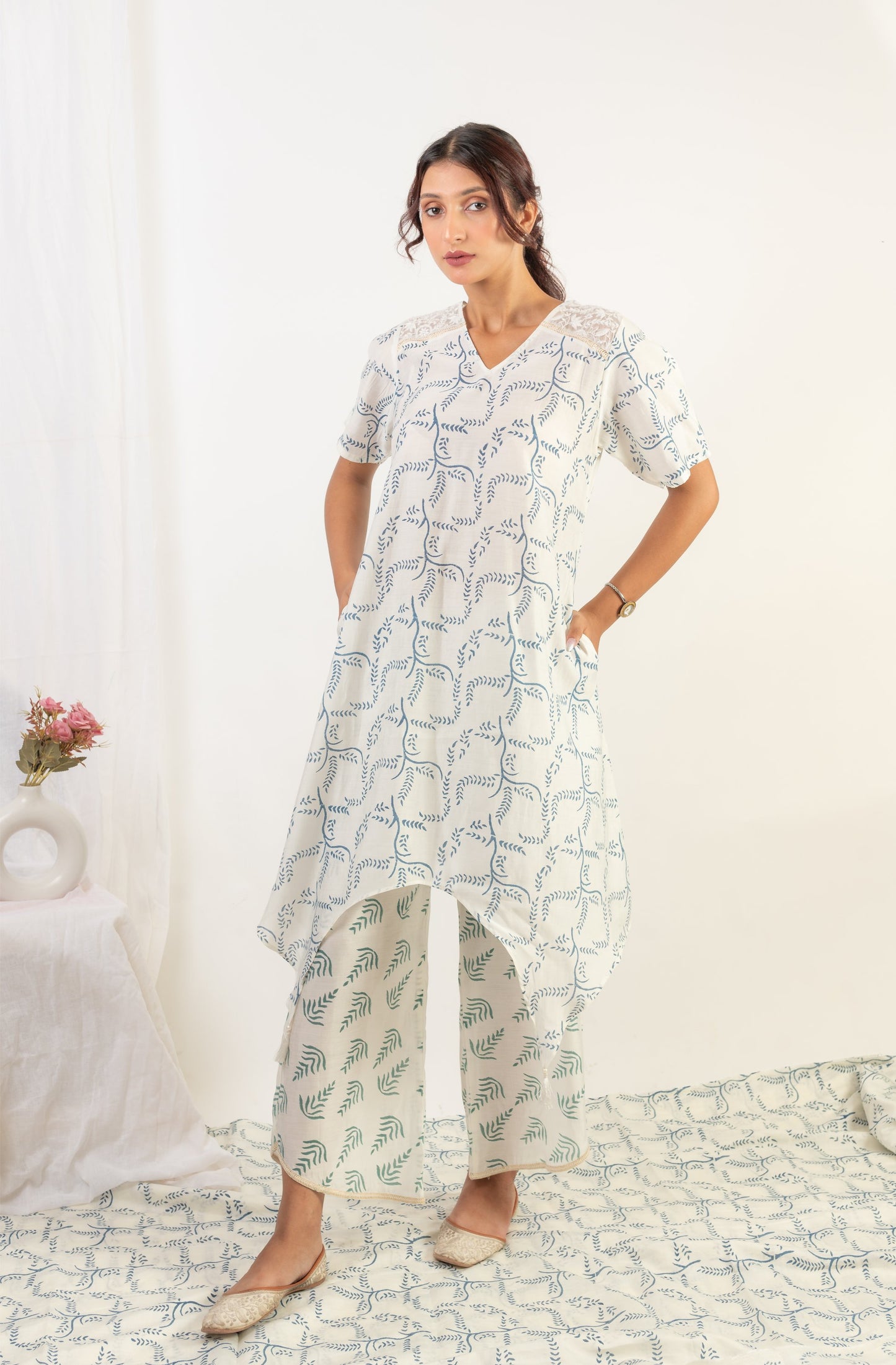 Daisy Coord set. Blockprint X Chikankari
