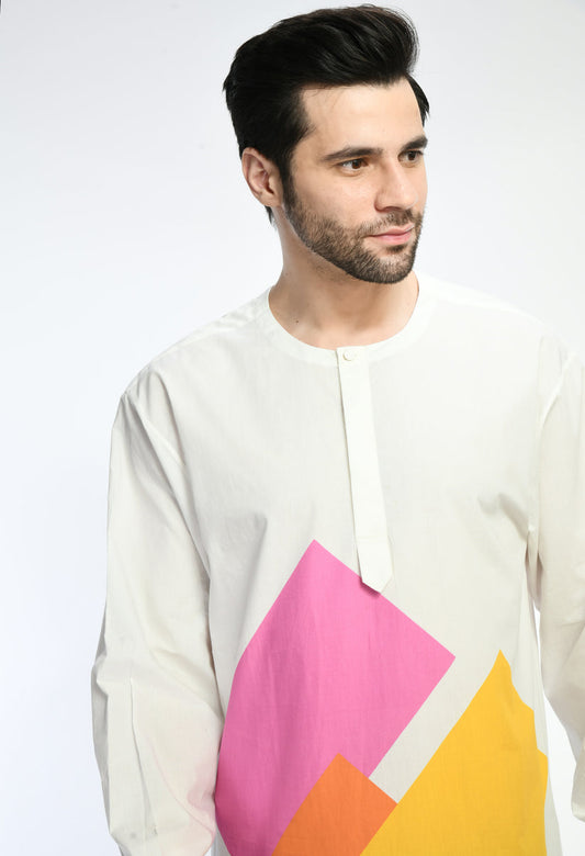 white cotton unisex kurta shirt