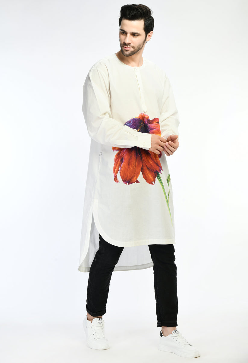 White cotton unisex kurta shirt