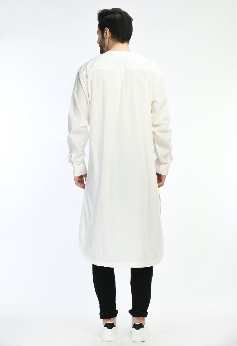 White cotton unisex kurta shirt